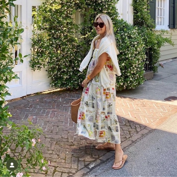 Hunter Bell Poppy Maxi Dress XS Cotton Abstract Print Resort Vacation Coastal - Picture 6 of 12